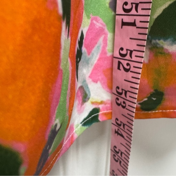 Pretty Little Thing Orange and Green Long Sleeve Floral Midi Dress Tik Tok - Picture 13 of 16